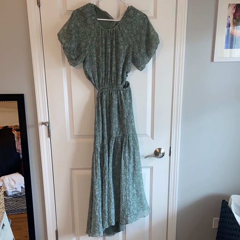Madewell Green Floral Maxi Dress